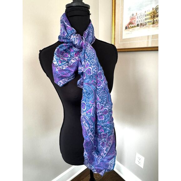 Bundle of 10 Women’s Scarves Mixed Silk & Poly Floral Butterfly Heart Prints - Picture 8 of 11